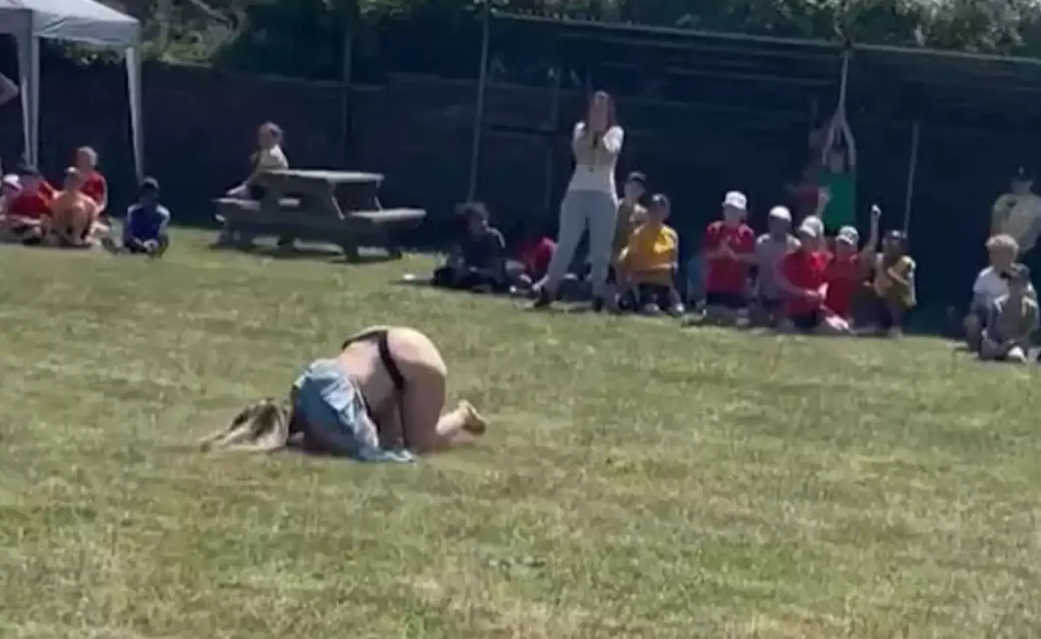 Katie had an embarrassing incident at her kids' Sports Day (SWNS)