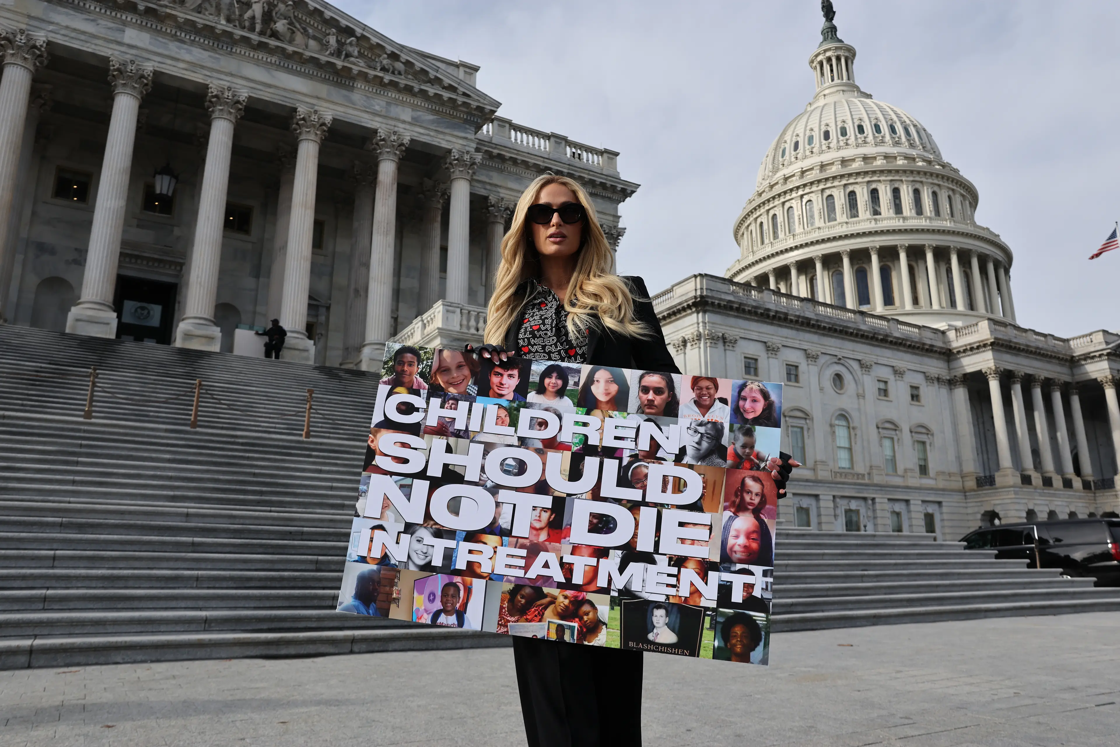 The star, pictured in 2024, celebrated the school's closure on Tuesday (Chip Somodevilla/Getty Images)