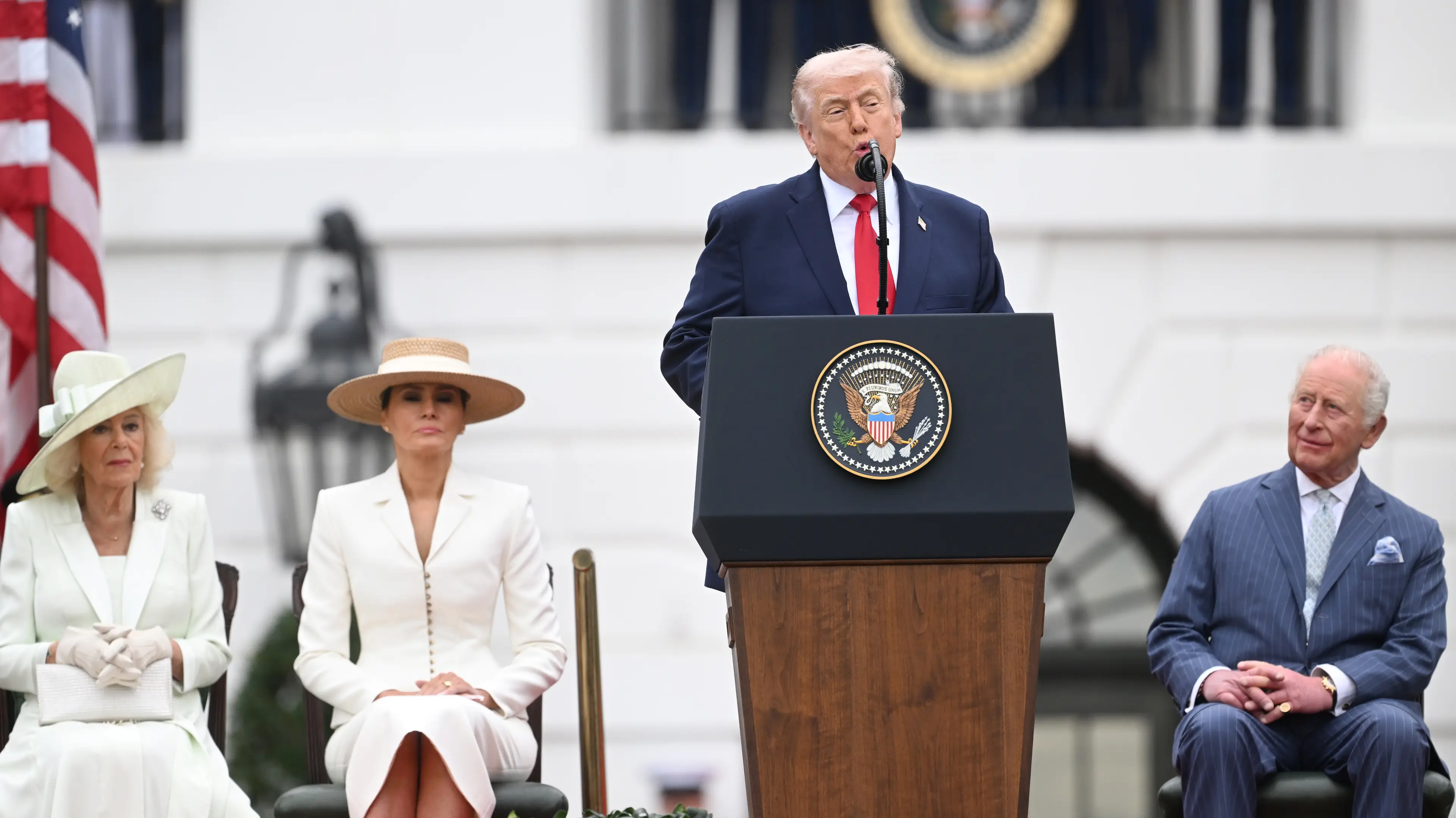 The US president cracked a joke about the length of his and Melania's marriage (Samir Hussein/WireImage)