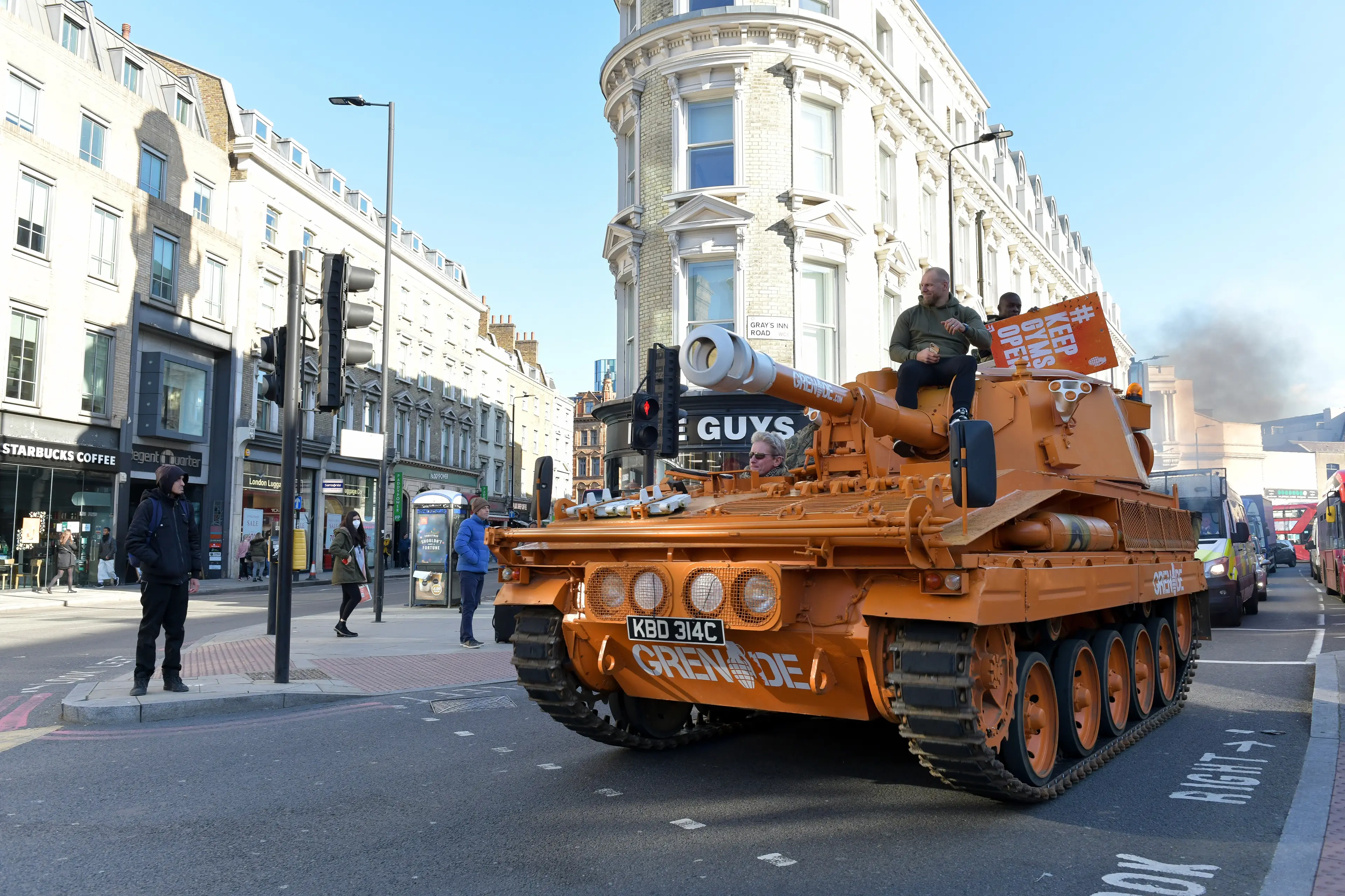 Alan took his tank and protested gym closures during lockdown.