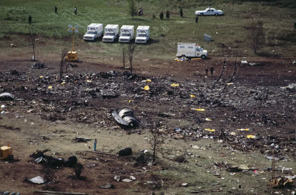 The crash site (UPI/Bettmann Archive/Getty Images)