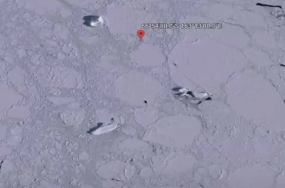 The ship appeared to be sideways on the ice.