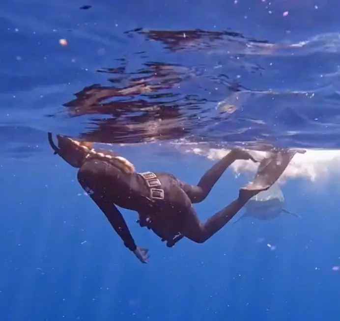 Andriana is used to facing sharks while diving.