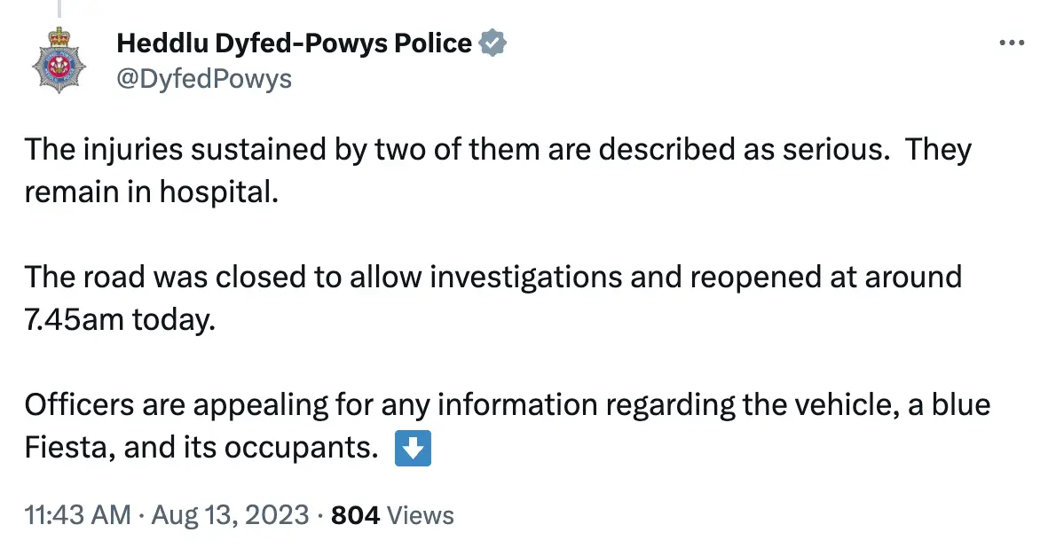 Two people were seriously injured, and remain in hospital.