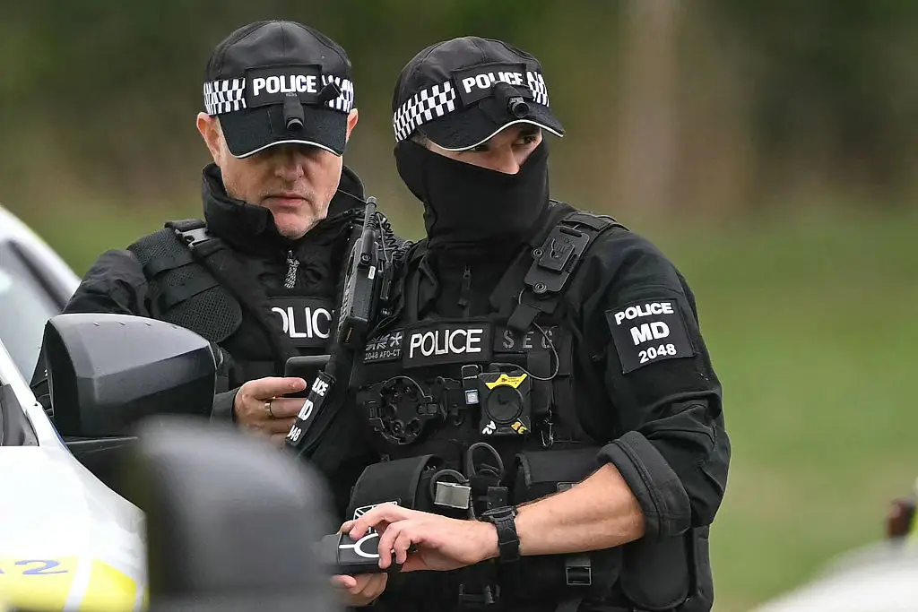 Police are still on scene with a cordon in place  (Photo by JUSTIN TALLIS / AFP via Getty Images)