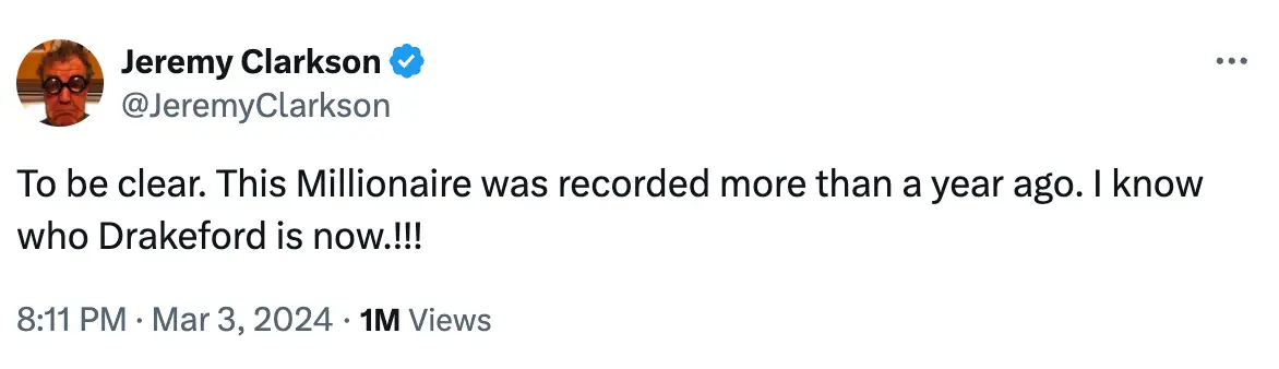 Clarkson has taken to X to clear things up.