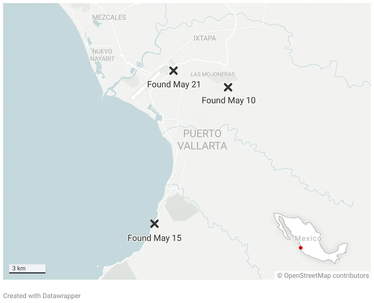 Where the three bodies were found (Mexico News Daily)
