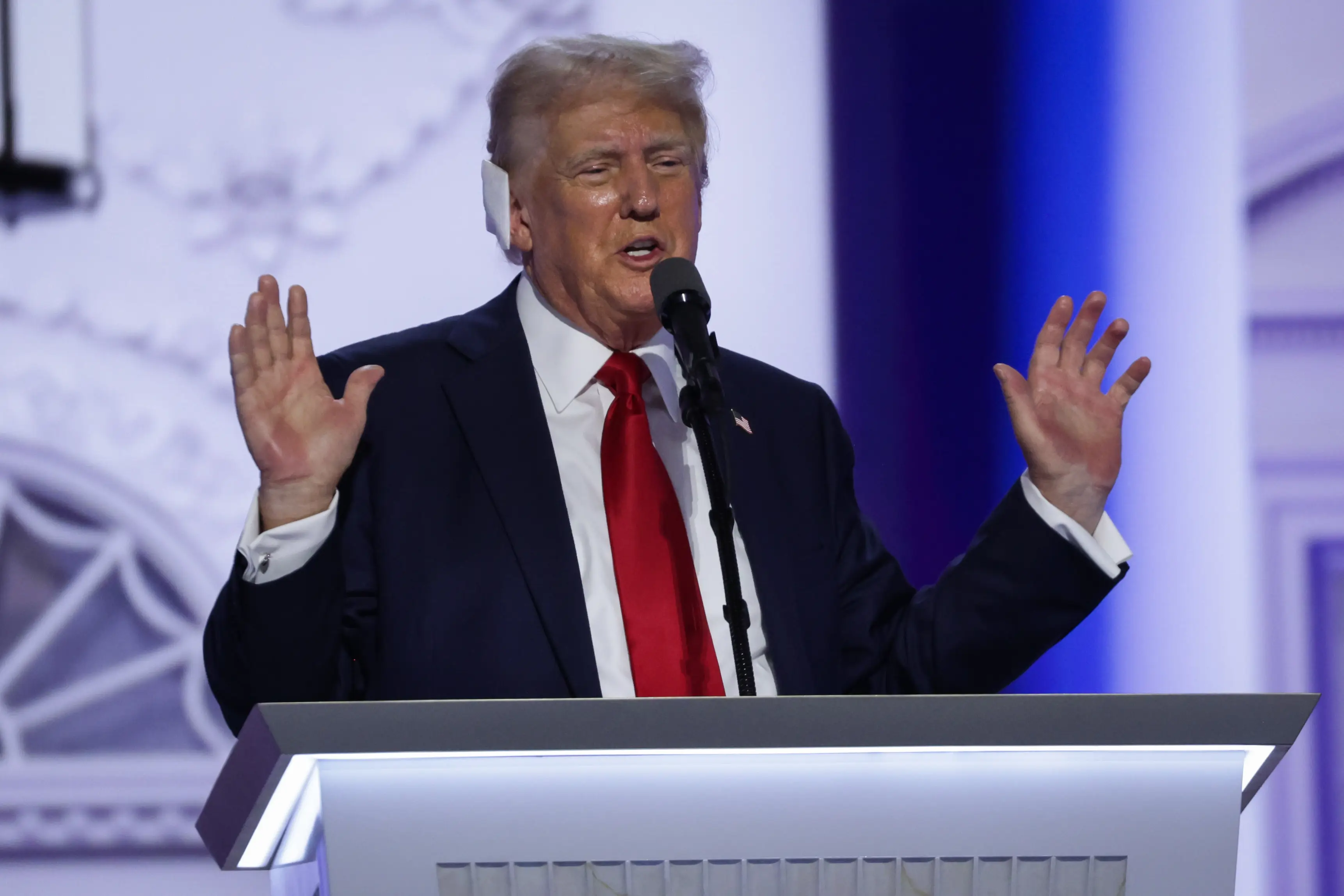 Donald Trump hit out at Biden, who defeated him in the 2020 election. (Alex Wong/Getty Images)