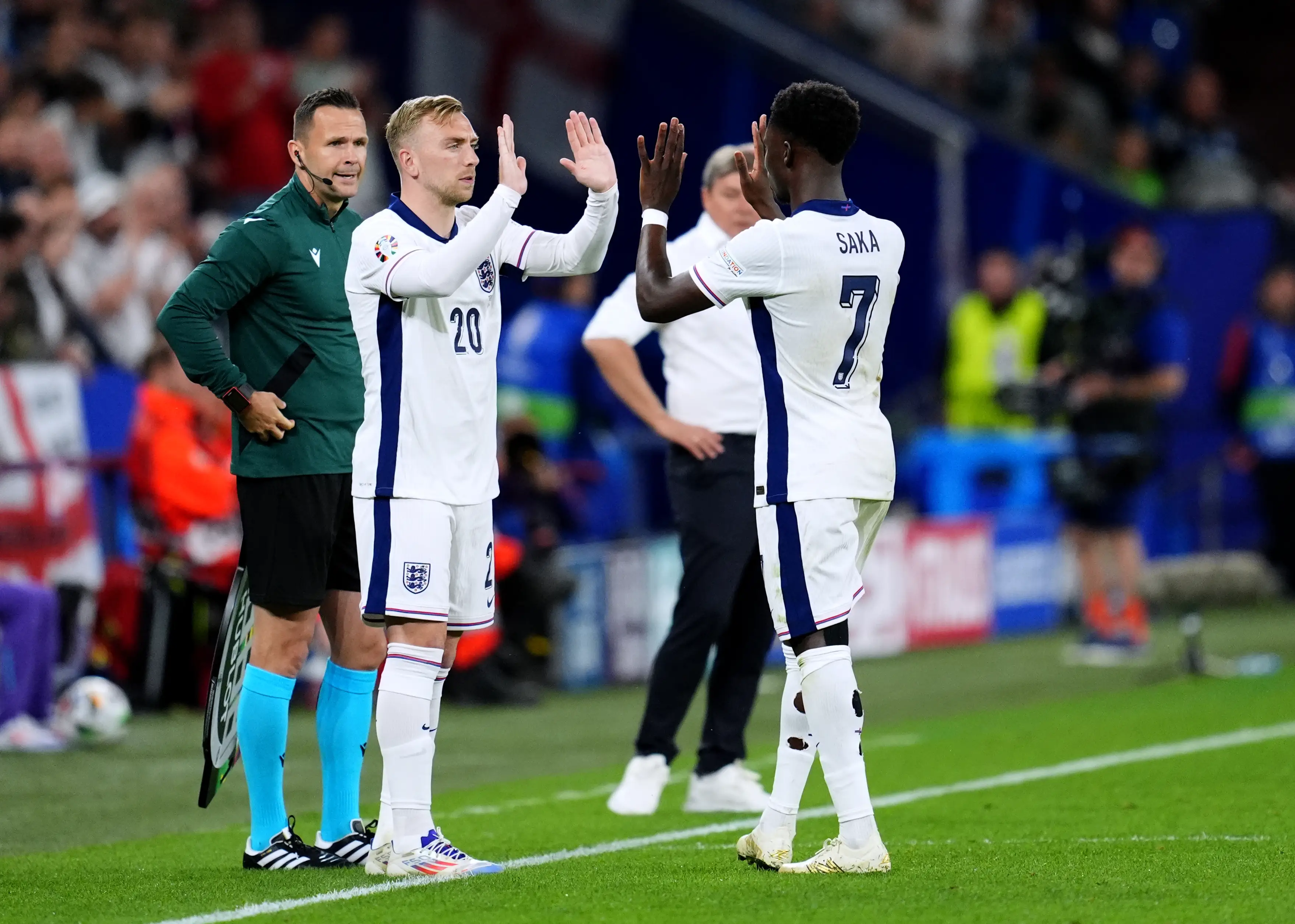 Saka was also sporting holes in his socks tonight (PA)