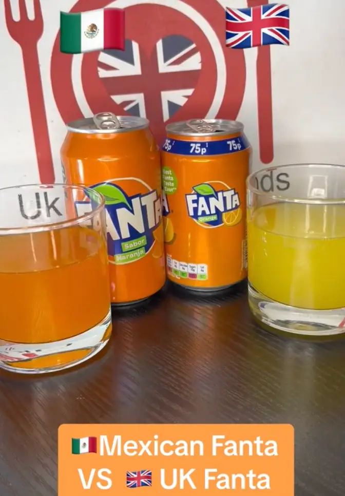 The variation between the UK's Fanta and Mexico's Fanta is clear to see (TikTok/@uknewestfoods)