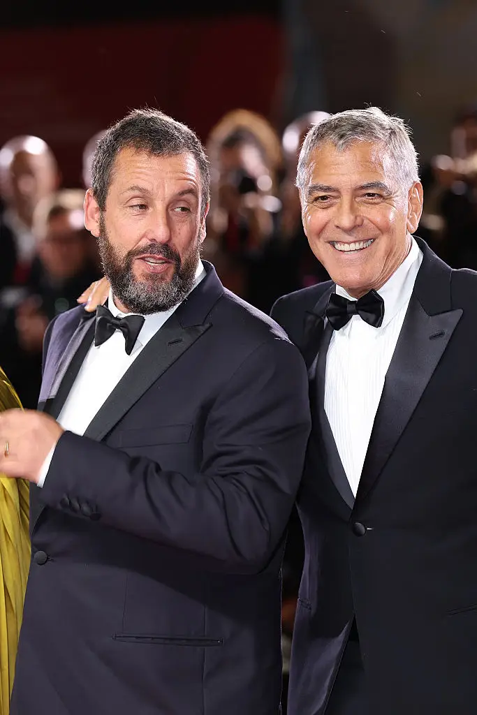Jay Kelly stars Adam Sandler and George Clooney at the Venice Film Festival (Daniele Venturelli/WireImage)
