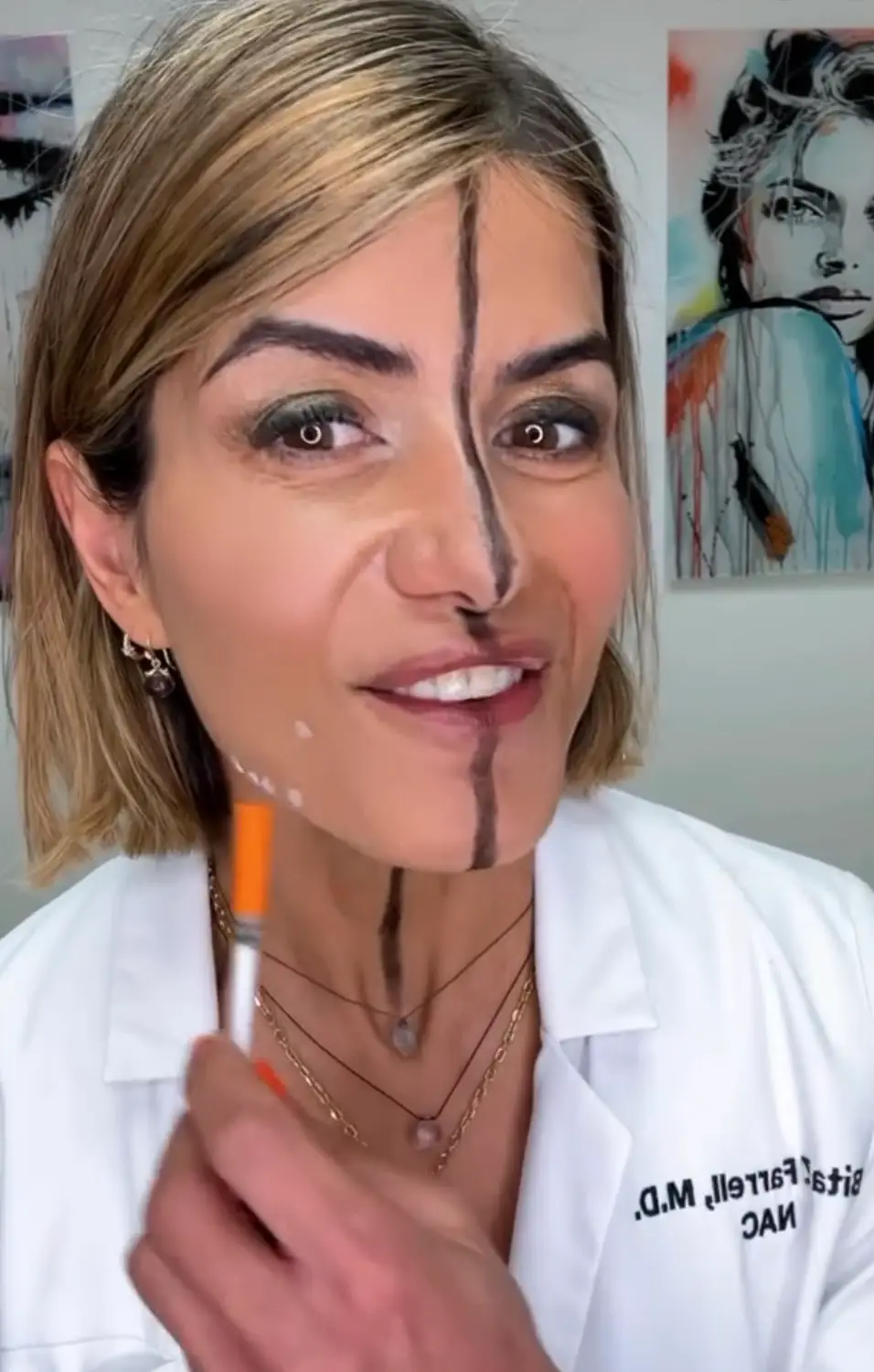 Dr Farrell injected one side of her face with Botox to prove what impact it can have (Instagram/@drbitafarrell)