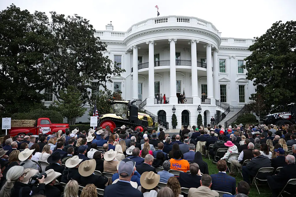 Trump spoke to some 800 farmers and ranchers from the White House balcony (Alex Wong/Getty Images)