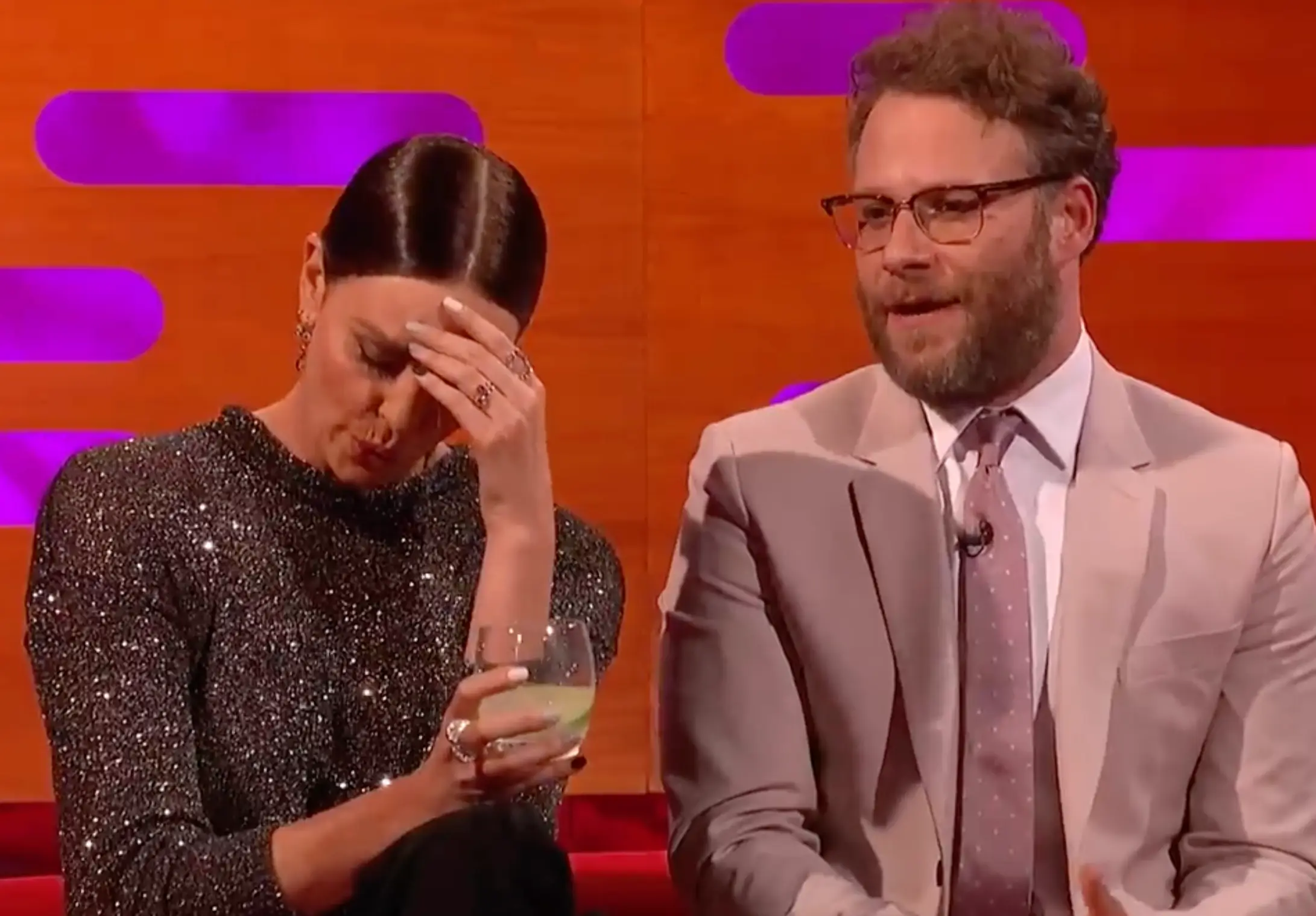 Theron had a hilarious reaction to Rogen's revelations (BBC)