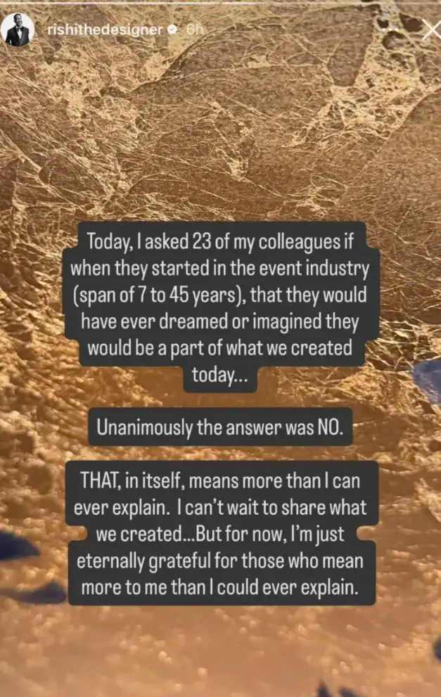 Patel's post sparked a ton of speculation online (Instagram/@rishithedesigner)
