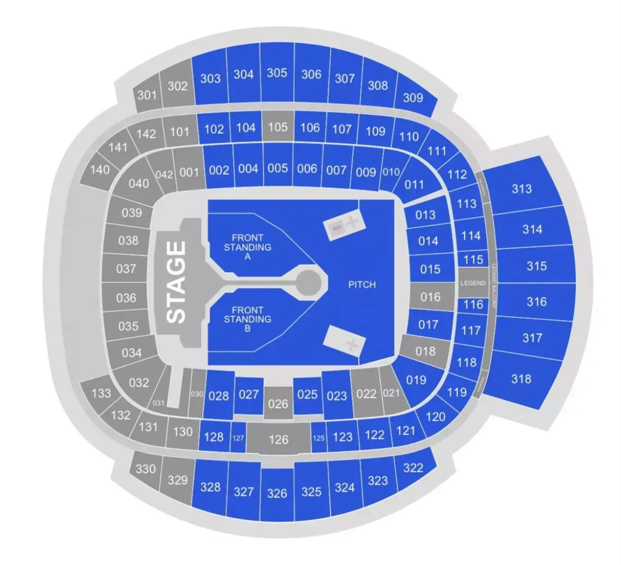 The Etihad Stadium seating plan (Ticketmaster)