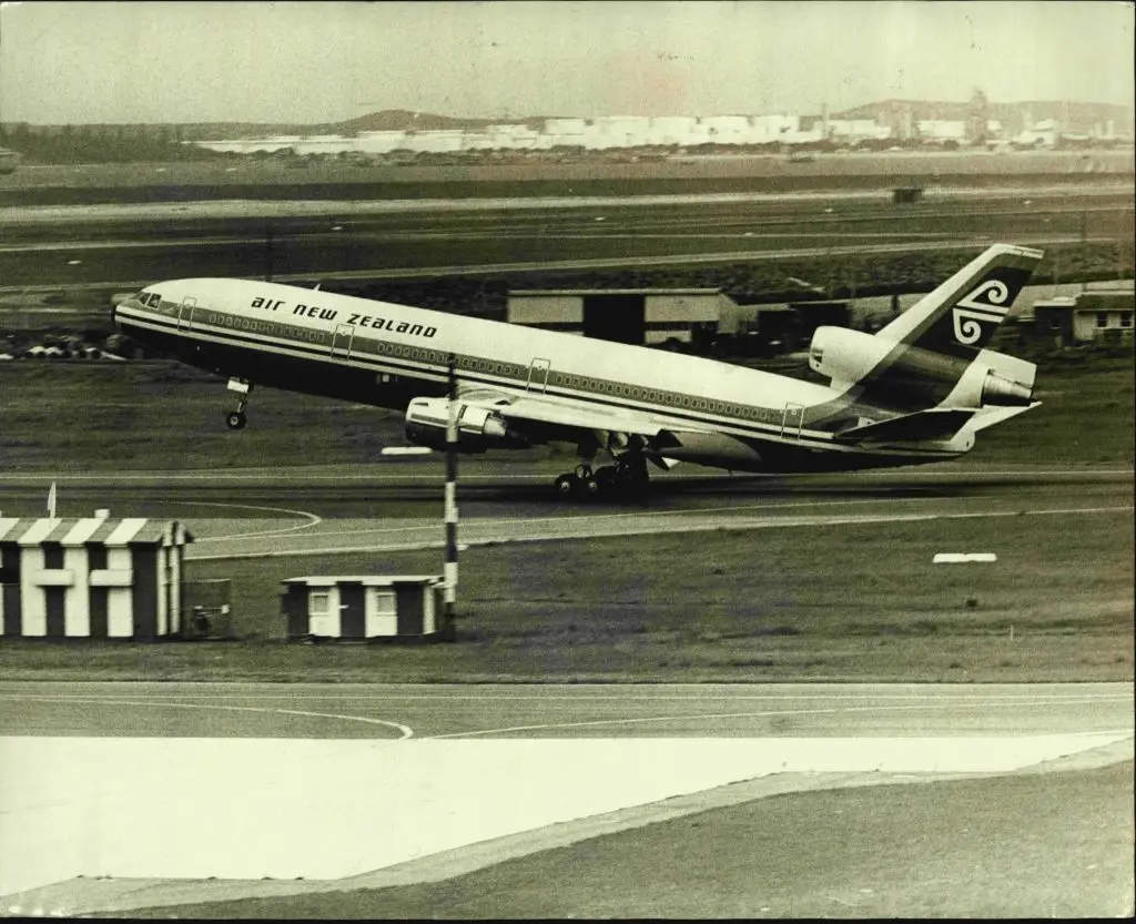 The Air New Zealand DC-10 involved in the tragic crash. (Trevor James Robert Dallen/Fairfax Media via Getty Images)