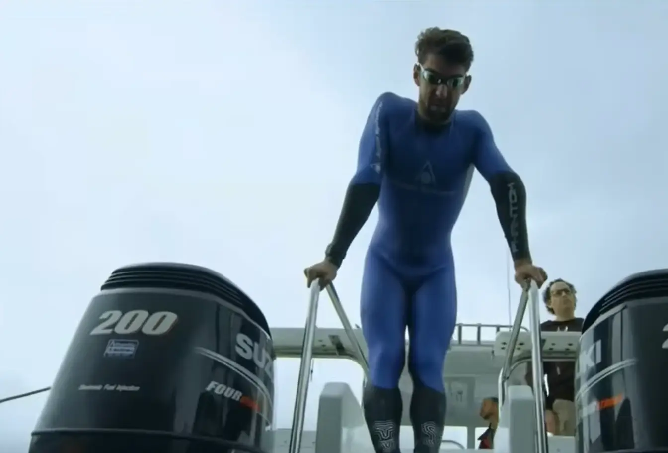 If he can't out-swim a shark then what hope have you got? (YouTube/Discovery)