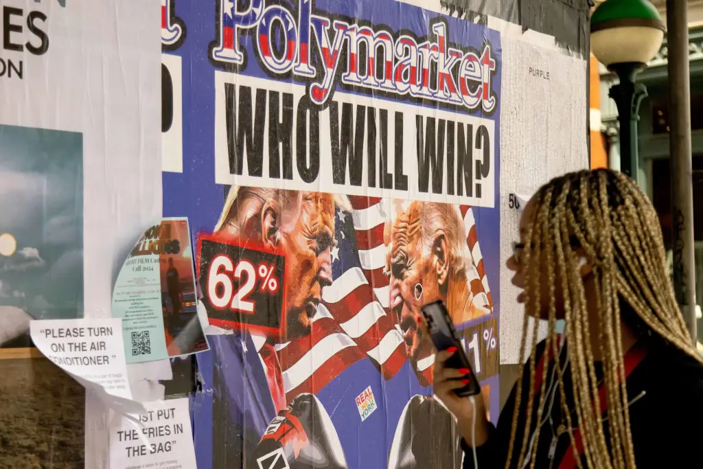 The website Polymarket is used for people to bet on events, this time there's over $500,000 on whether or not the second coming will happen this year (Michael Nagle/Bloomberg via Getty Images)