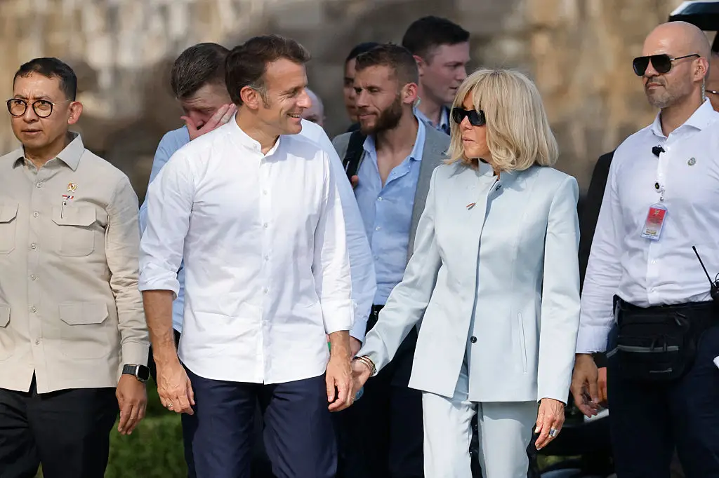 Emmanuel and Brigitte in Indonesia (LUDOVIC MARIN/POOL/AFP via Getty Images)