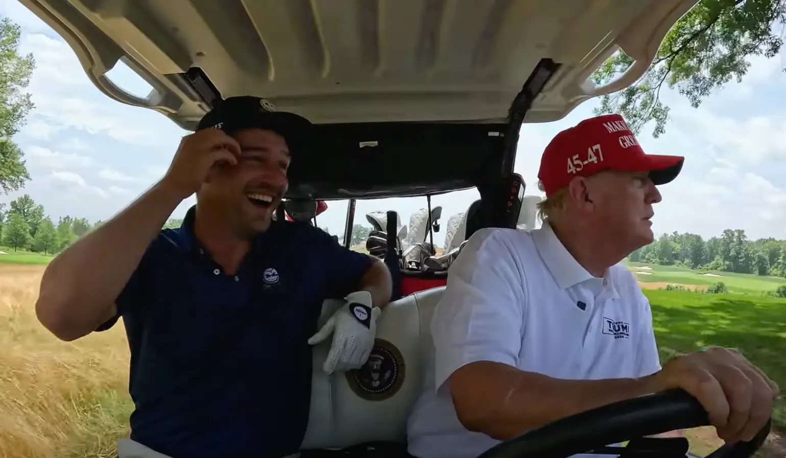 DeChambeau couldn't believe the shot that Trump hit. (Youtube/Bryson Dechambeau)