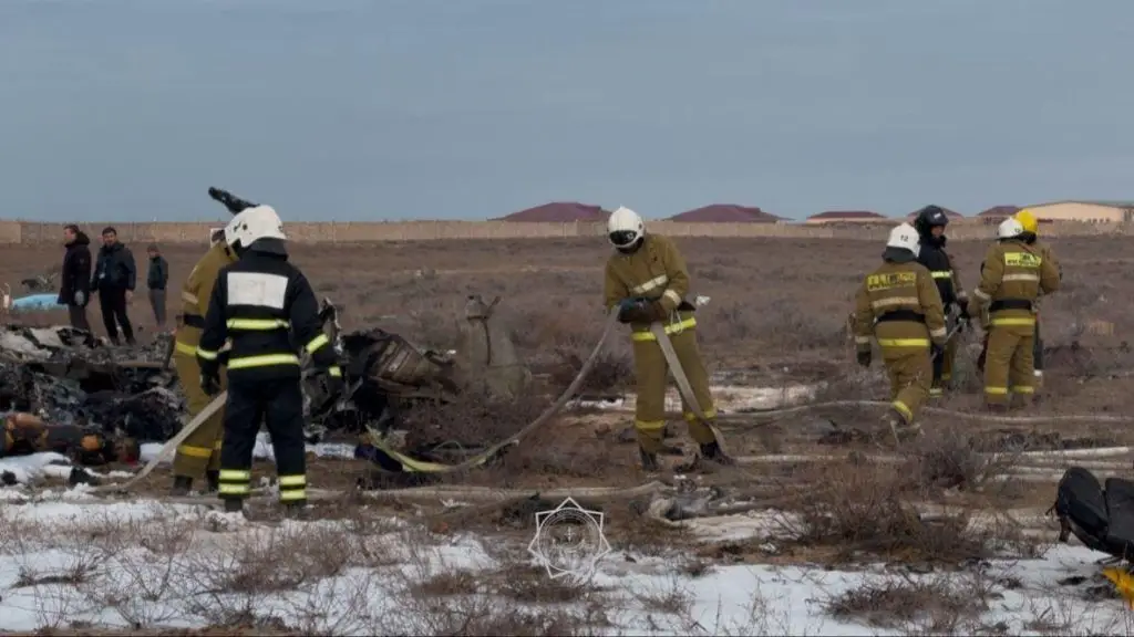The plane crashed on Christmas day, claiming the lives of 38 people (Ministry of Emergency Situations of Kazakhstan/Handout/Anadolu via Getty Images)