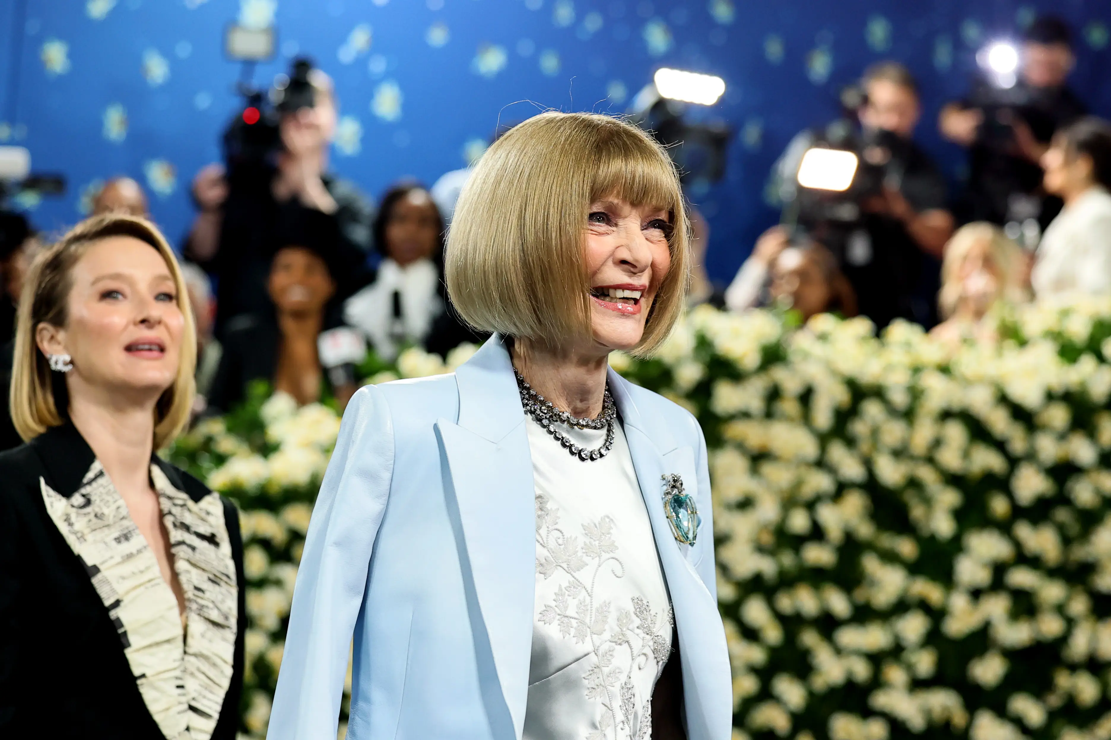 People reckon the stars wearing similar suits proves that Anna Wintour doesn't approve the attire of attendees (Theo Wargo/FilmMagic)