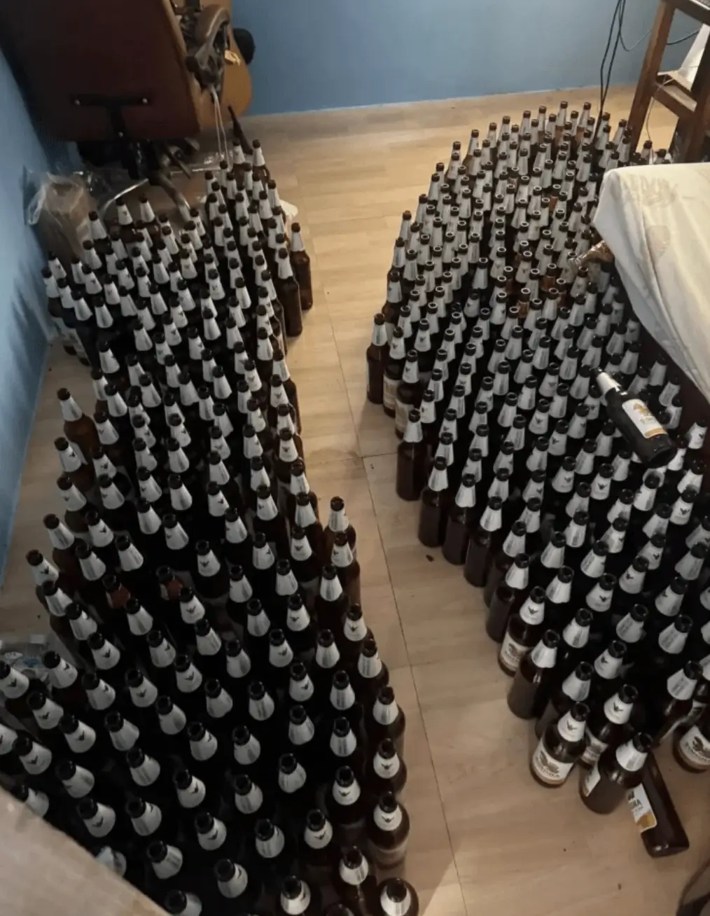 A collection of beer bottles were found laid out next to his bed (Facebook)