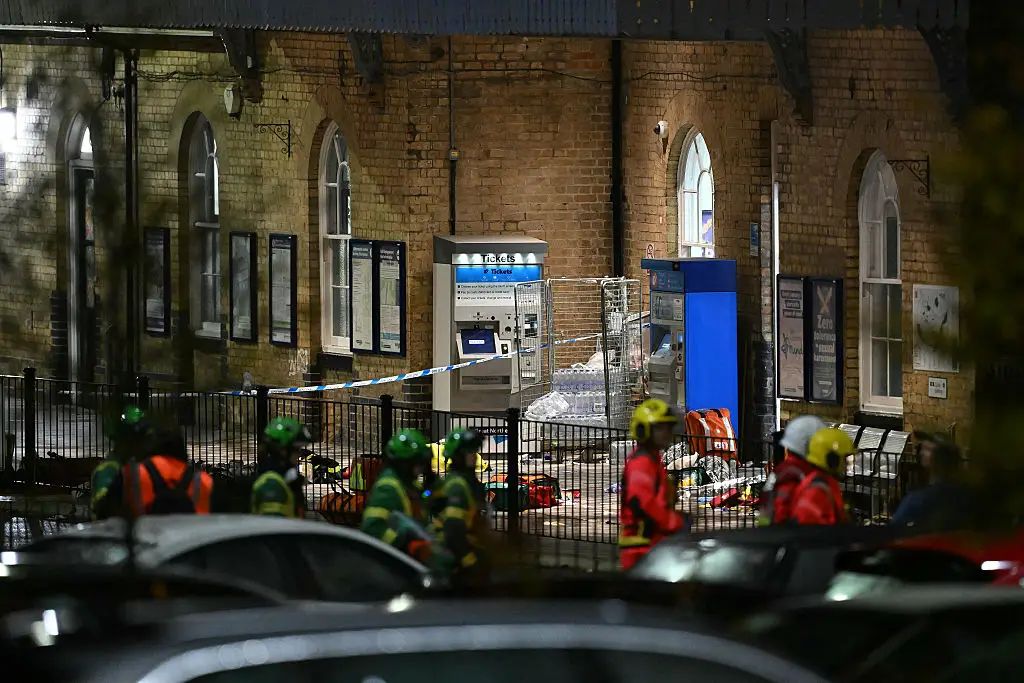 The scene has been cornered off by police, with forensics still on-site (JUSTIN TALLIS/AFP via Getty Images)