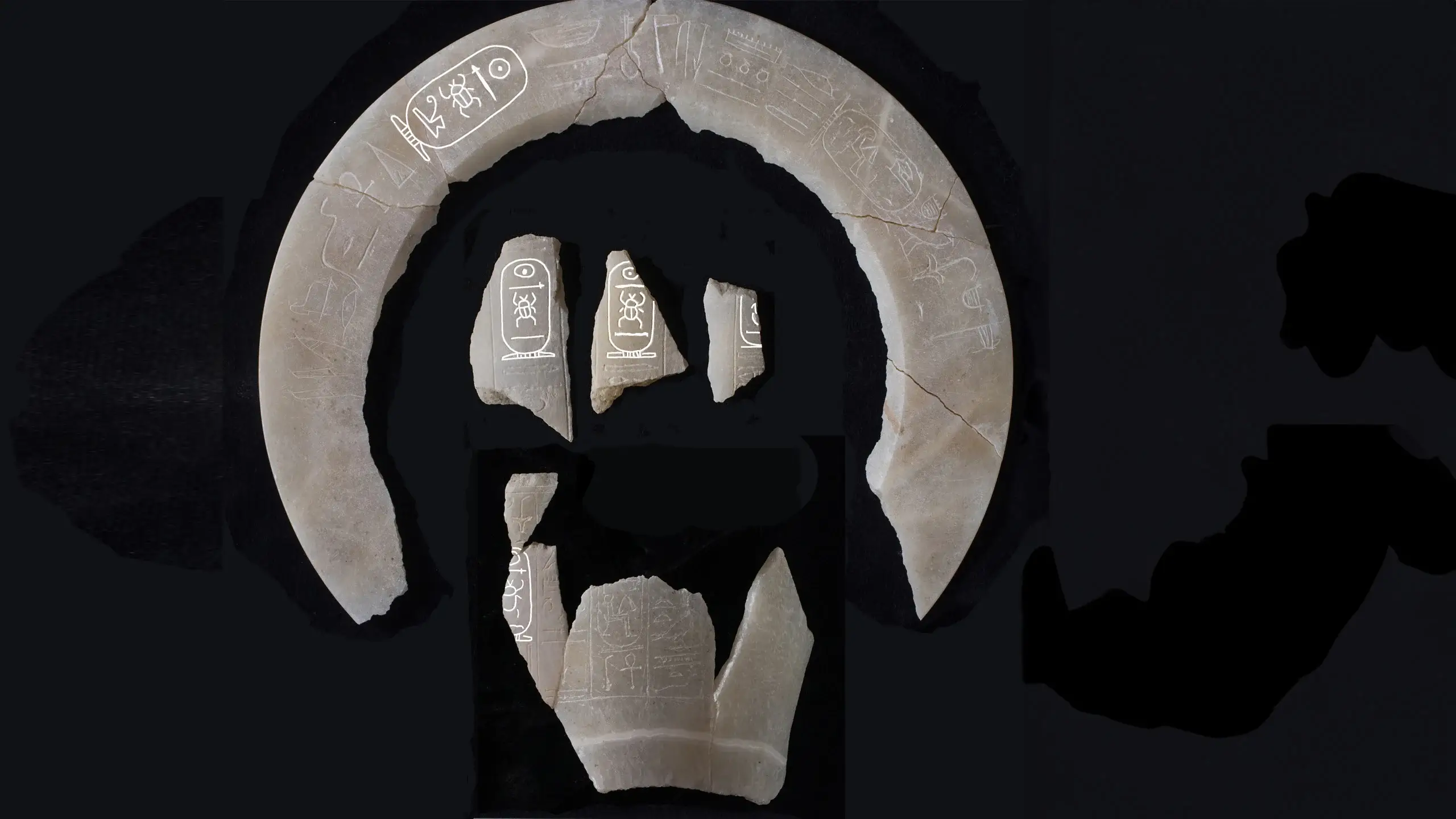 Fragments that led researchers to conclude the tomb was that of Thutmose II (New Kingdom Research Foundation and Piers Litherland)