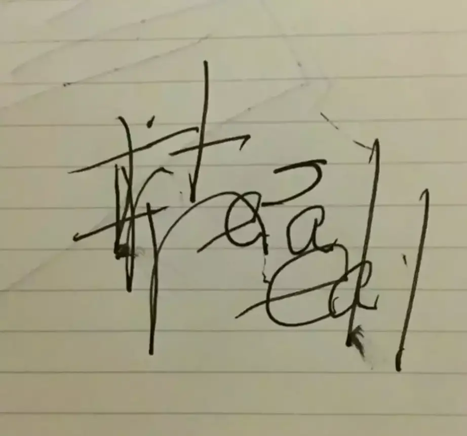 The note where Tina wrote 'it's real' to her family (Tina Hines)