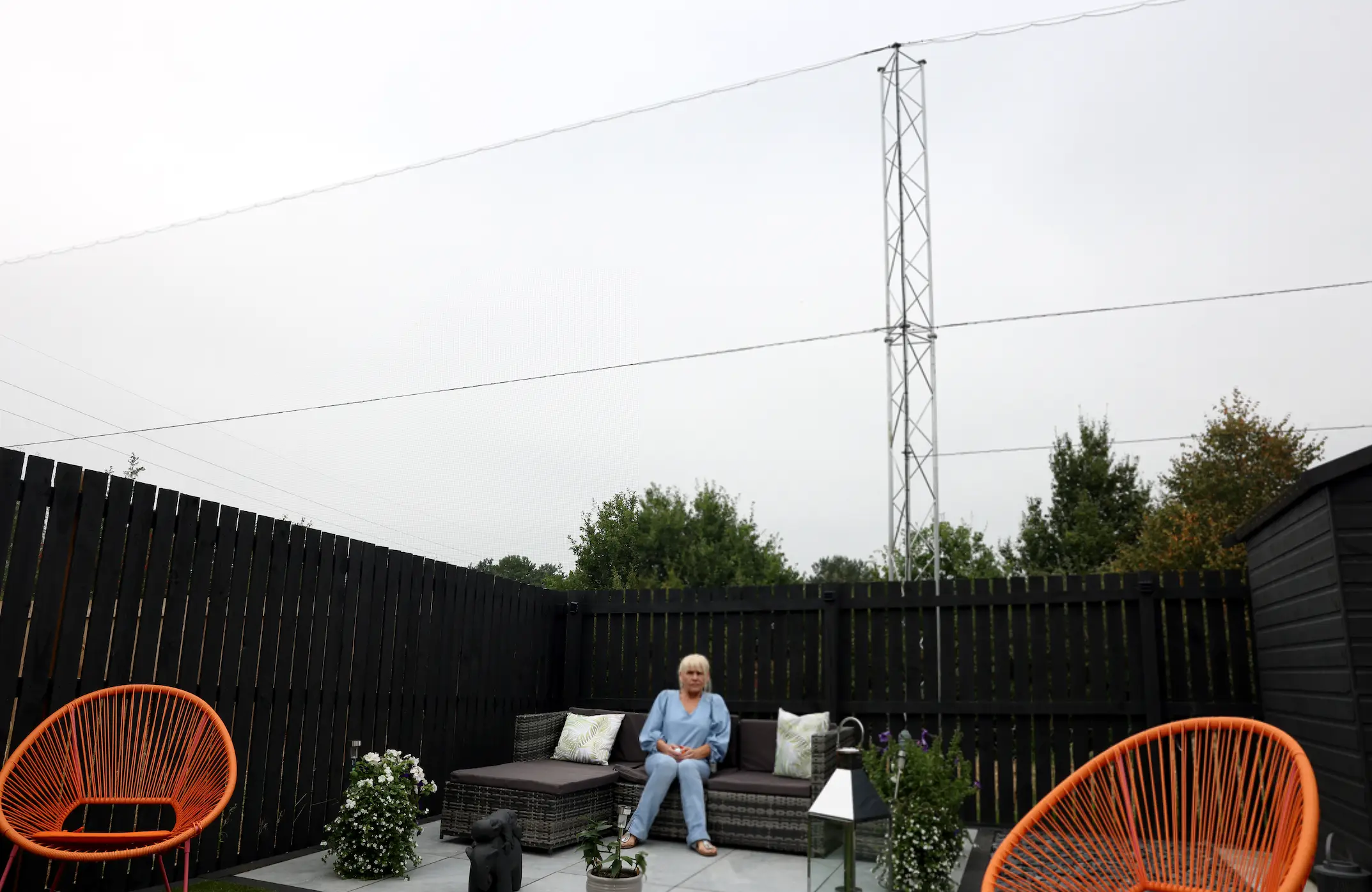 Lynn Stott pictured in her garden beside the golf course (Newcastle Chronicle)
