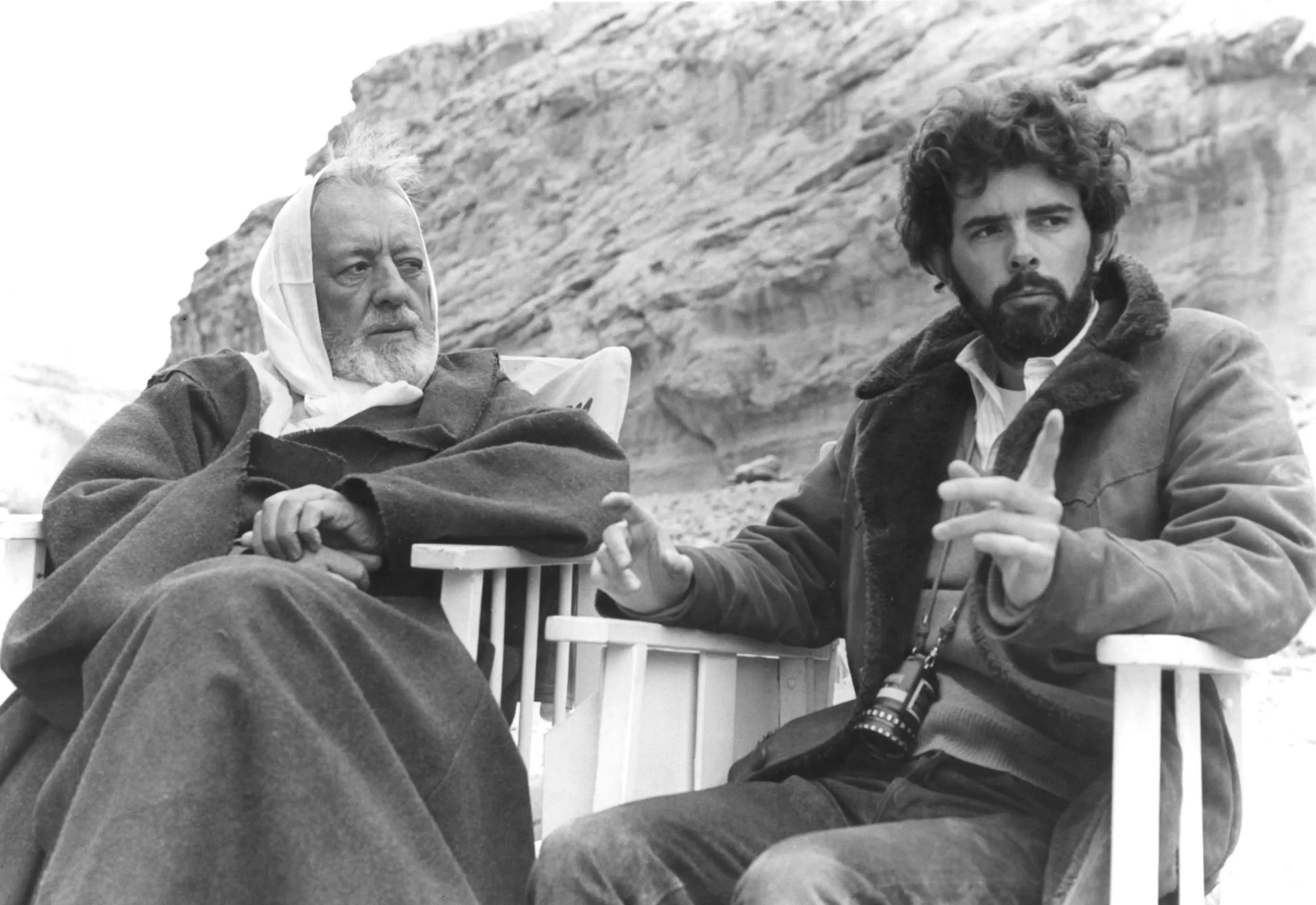 Sir Alec Guinness and George Lucas (Sunset Boulevard/Corbis via Getty Images)
