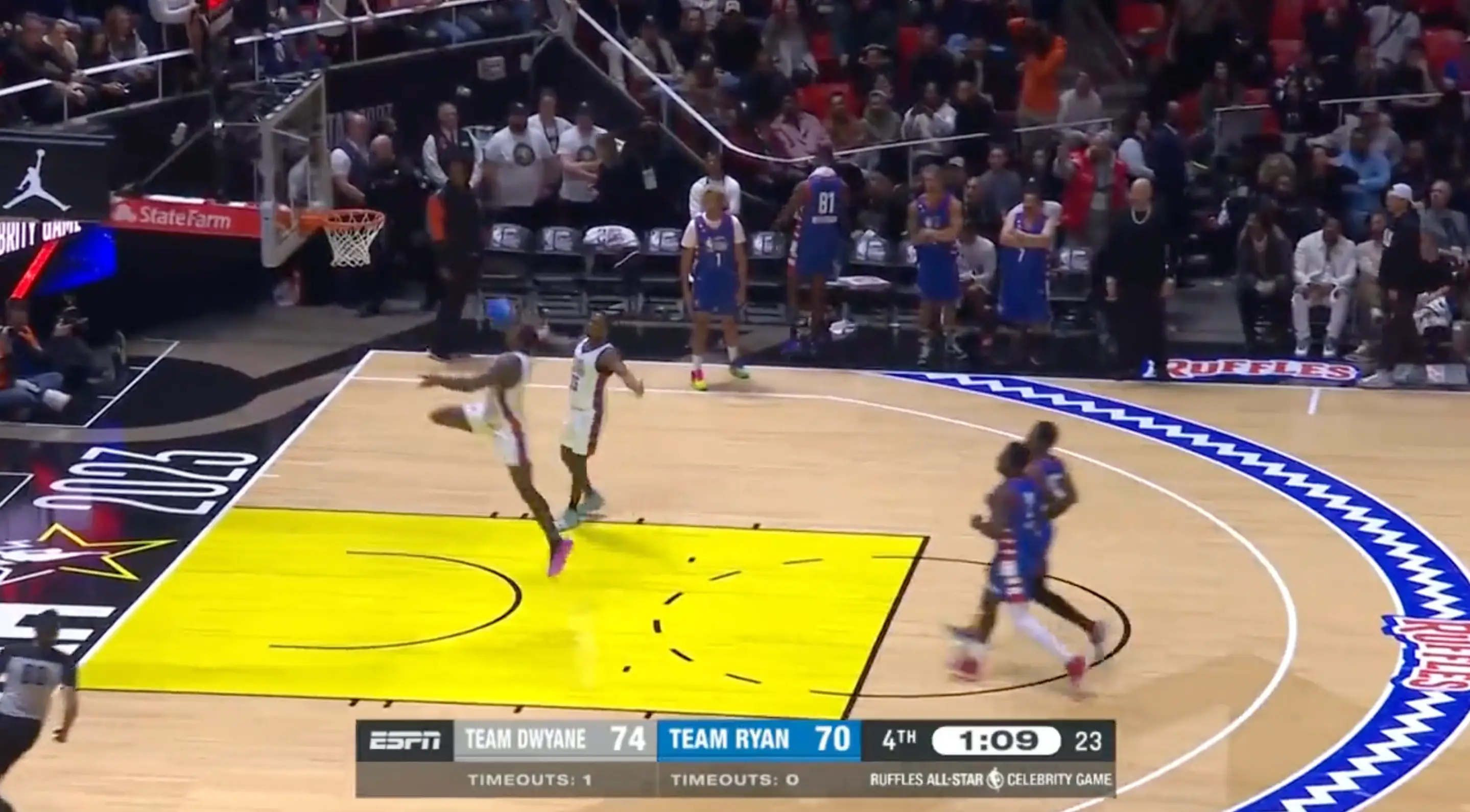 He also had a stormer on the basketball court, too.