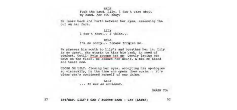 The section of script in which Baldoni claims he was set to lift Lively (Bryan Freedman via TheLawsuitInfo)