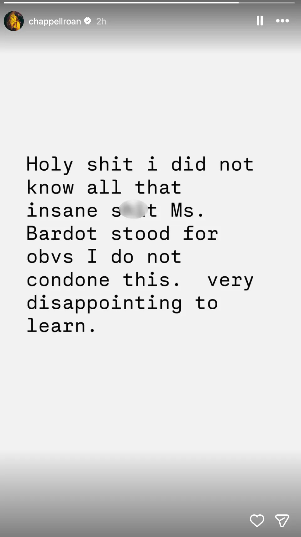 Roan retracted her tribute to Bardot after learning her controversial beliefs (Instagram/Chappell Roan)