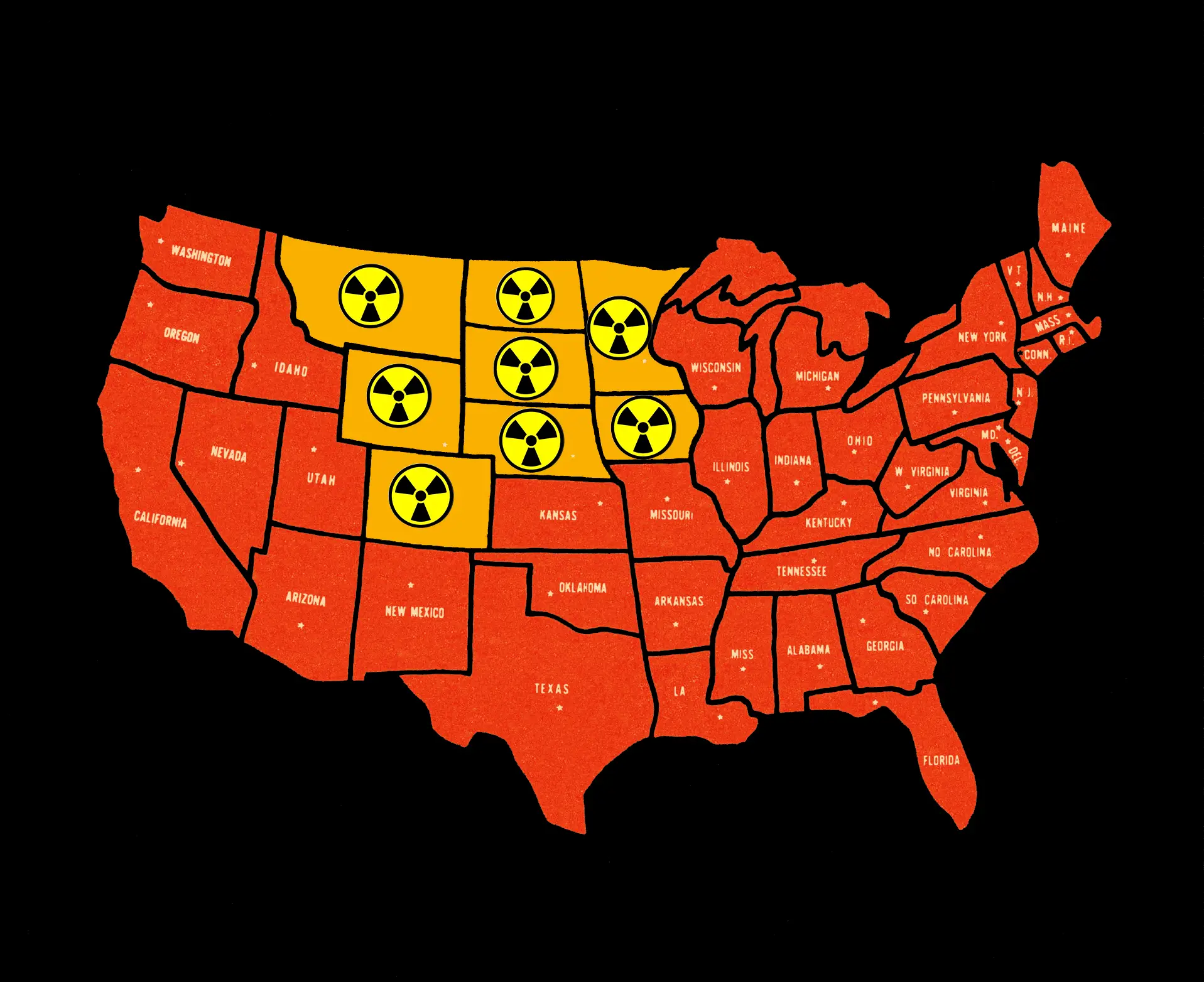 The US states most likely to be affected by nuclear attacks on US missile silos (Getty Stock Image)