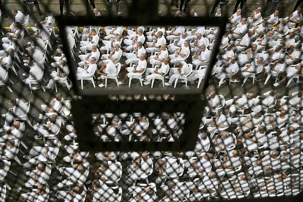 Prisoners inside CECOT serve lengthy consecutive sentences, meaning they will die behind bars (Marvin RECINOS / AFP via Getty Images)