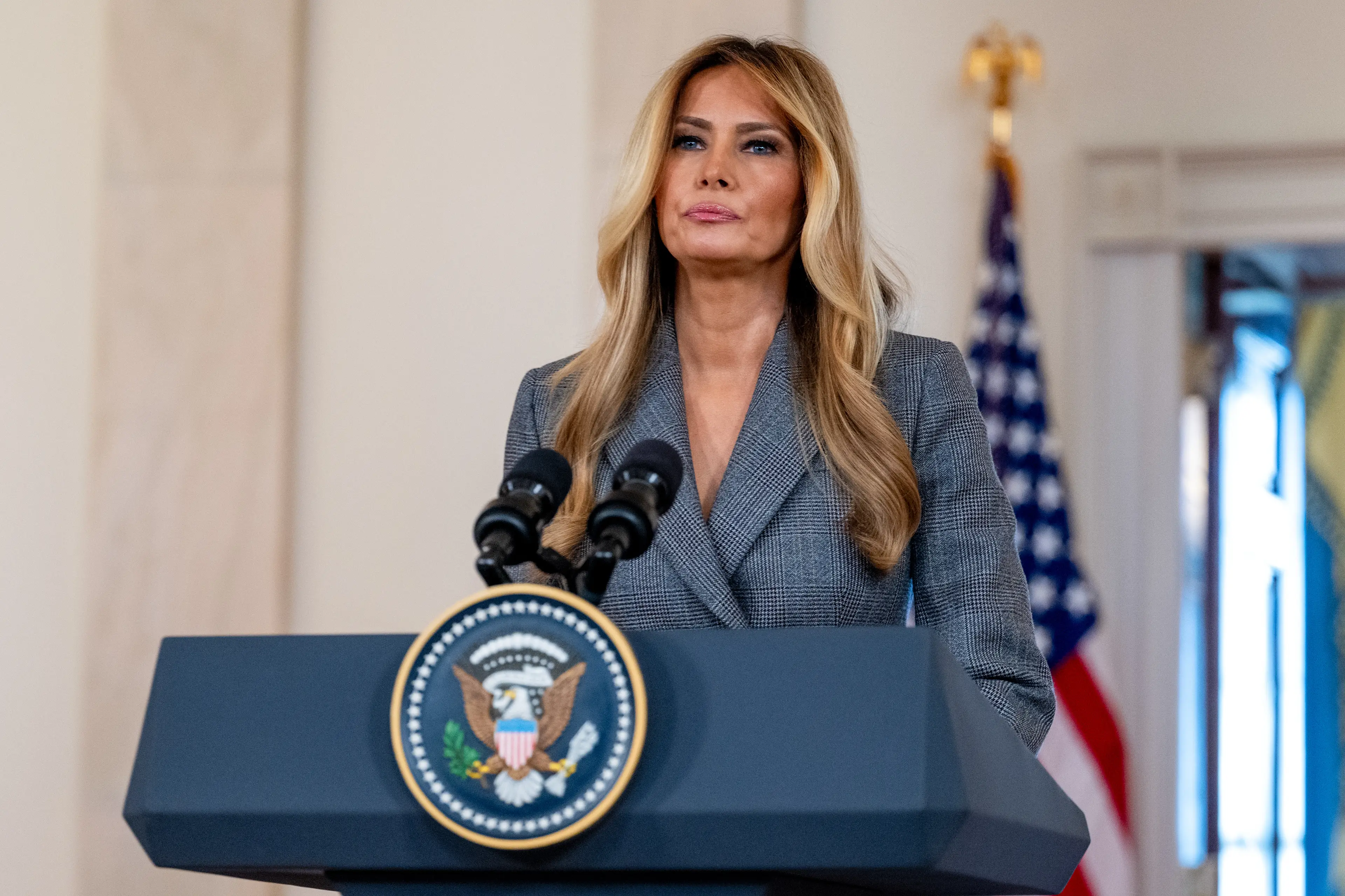 The first lady's bombshell statement is said to have even taken her husband by surprise (Daniel Heuer/Bloomberg via Getty Images)