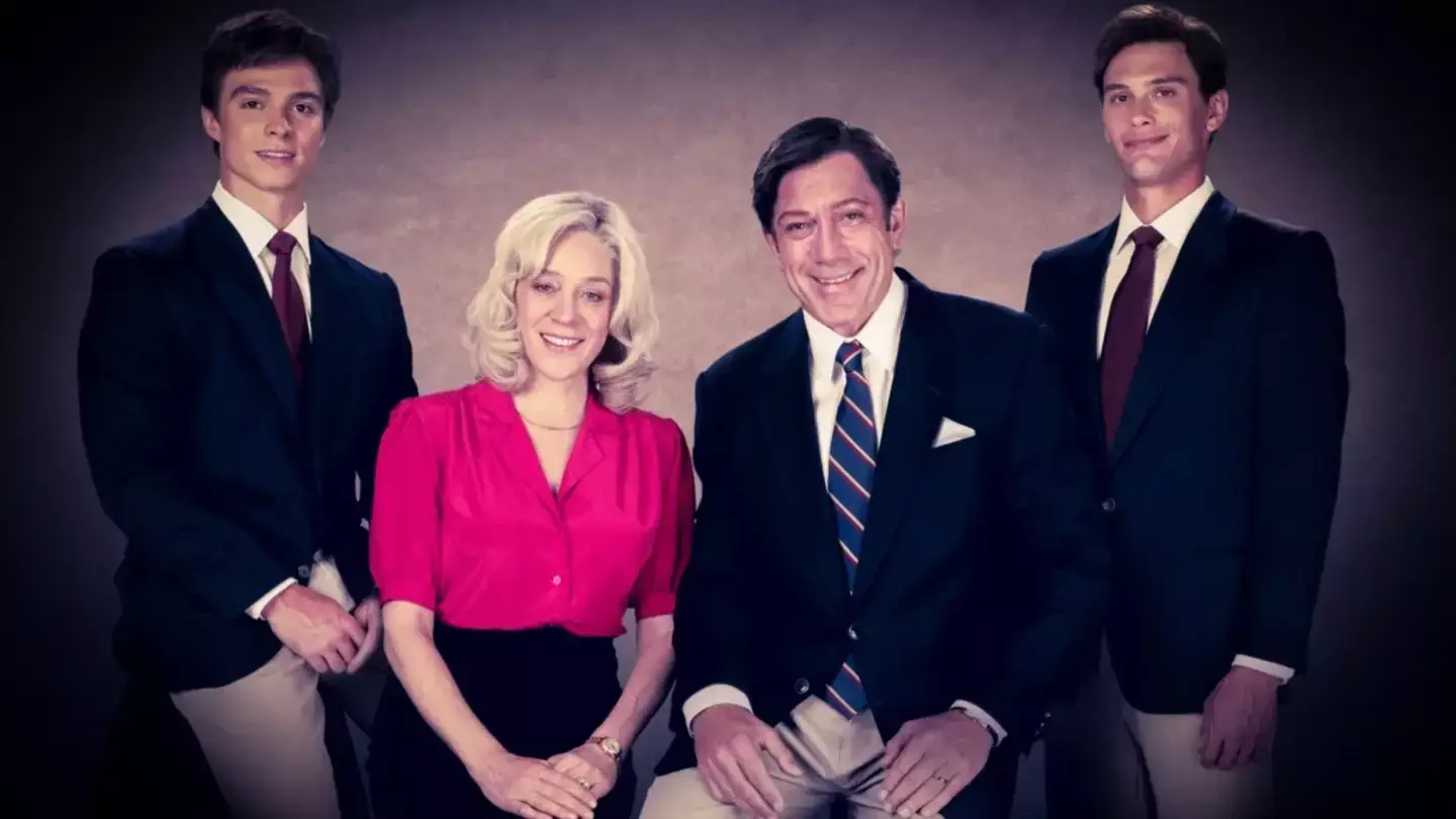 Nicholas Alexander Chavez, Chloë Sevigny, Javier Bardem and Cooper Koch as the Menendez family (Netflix)