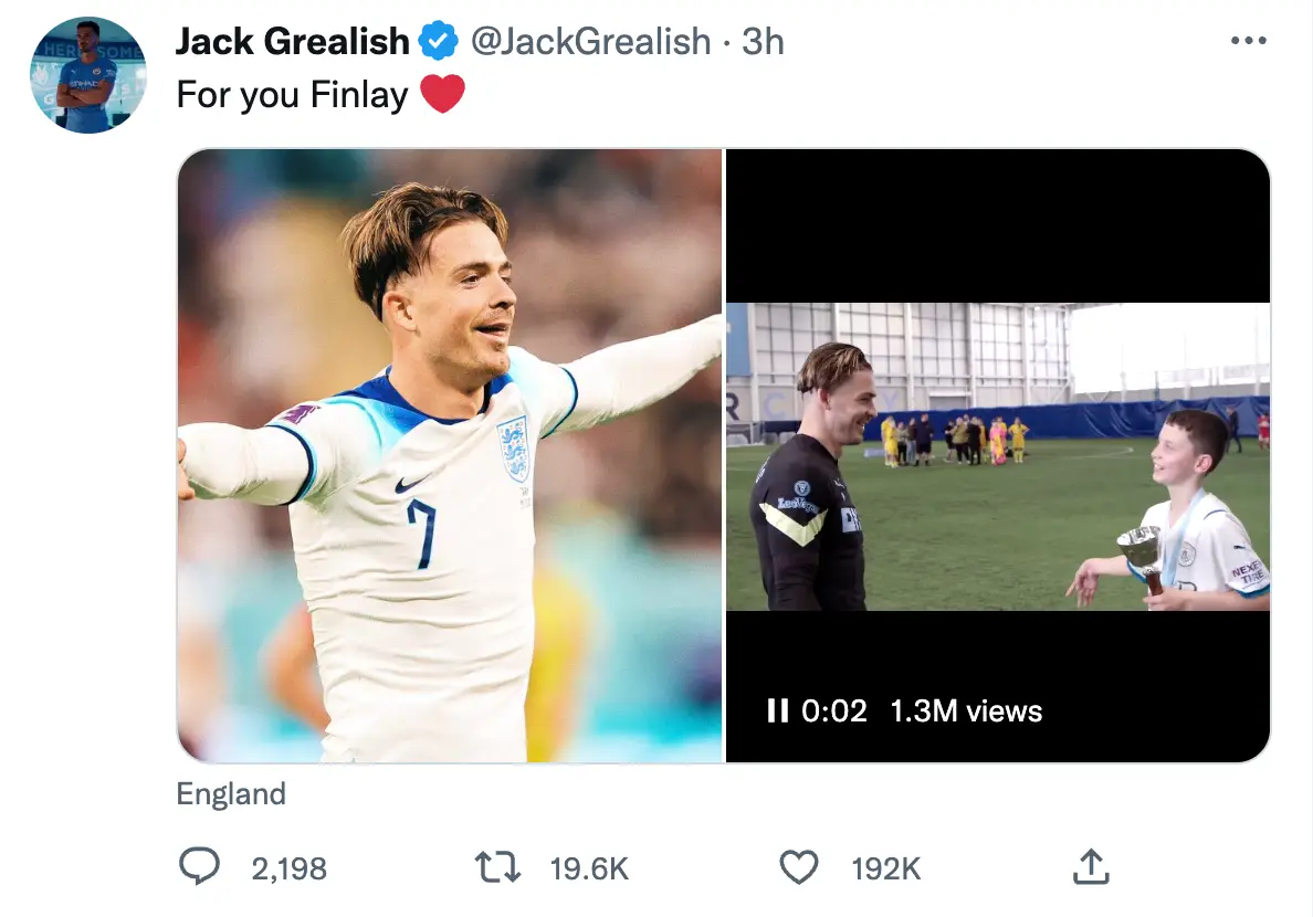Grealish dedicated the goal to Finlay.