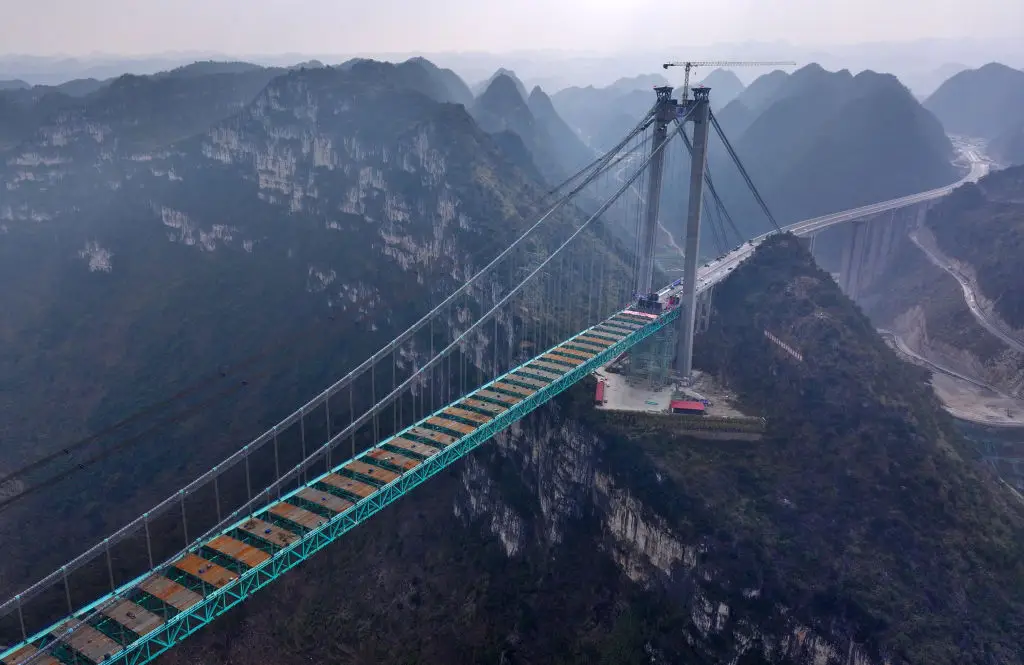 The Huajiang Grand Canyon Bridge is set to open in a matter of months (Qin Gang/VCG via Getty Images)