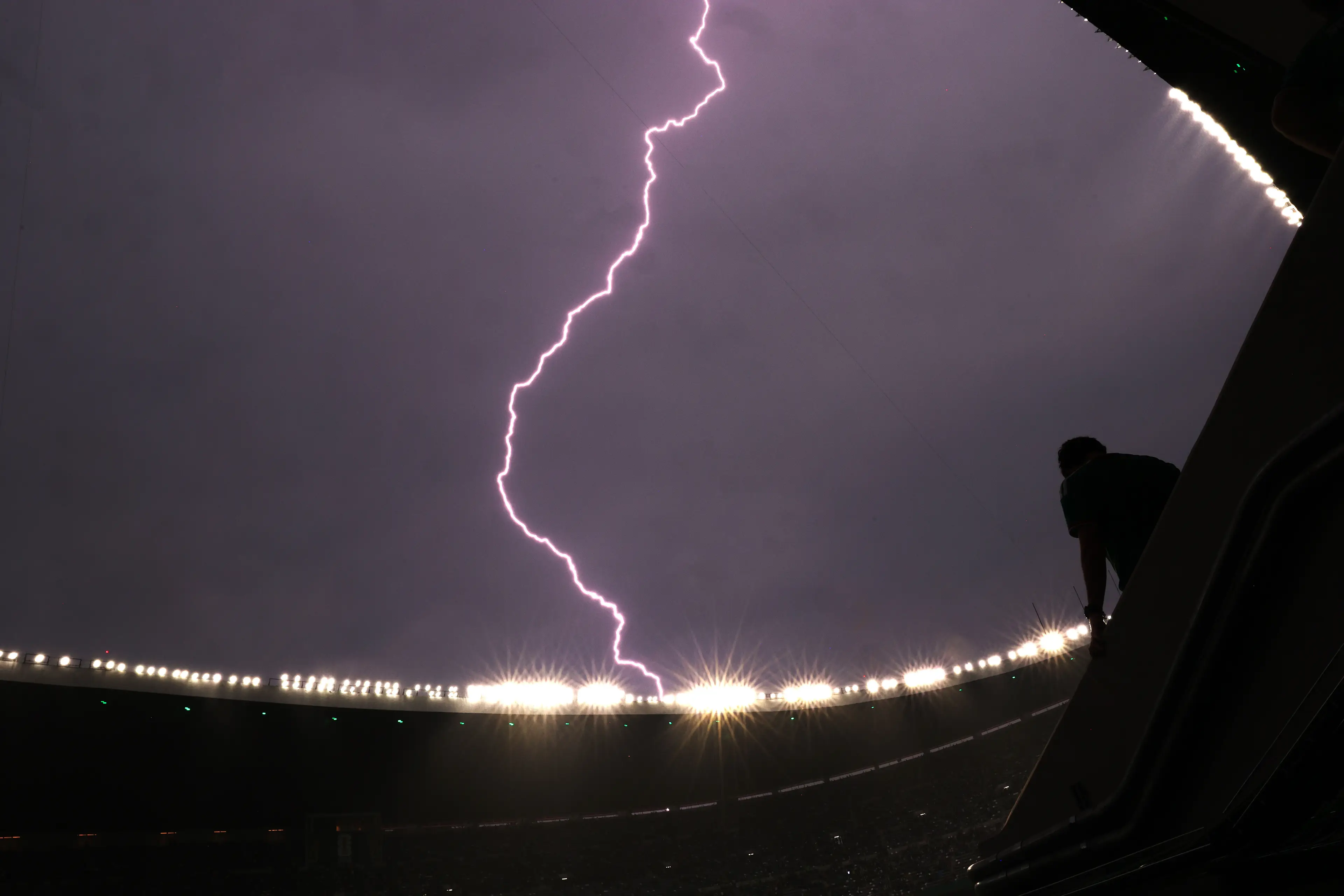 Lightning previously caused a weather delay at Mexico City Stadium for Mexico v Ecuador. (Carl Recine/Getty Images)
