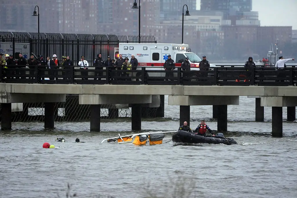 All six people on board the helicopter died after it dropped from the skies into the Hudson River (Lokman Vural Elibol/Anadolu via Getty Images)