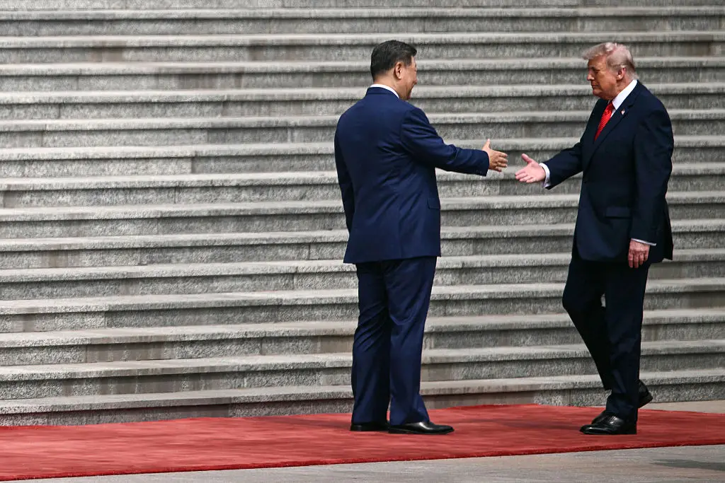 Donald Trump and Chinese president Xi Jinping shared a historic handshake (Brendan SMIALOWSKI / AFP via Getty Images)