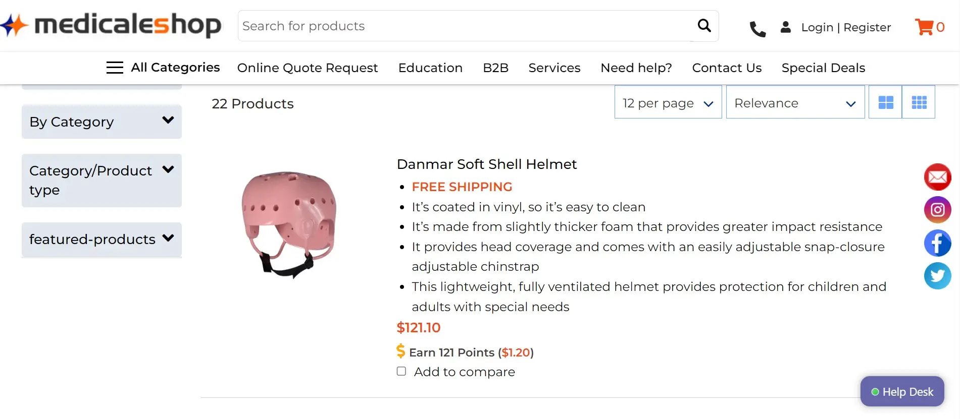 Rife's link took you through to this page, selling helmets for people with special needs.