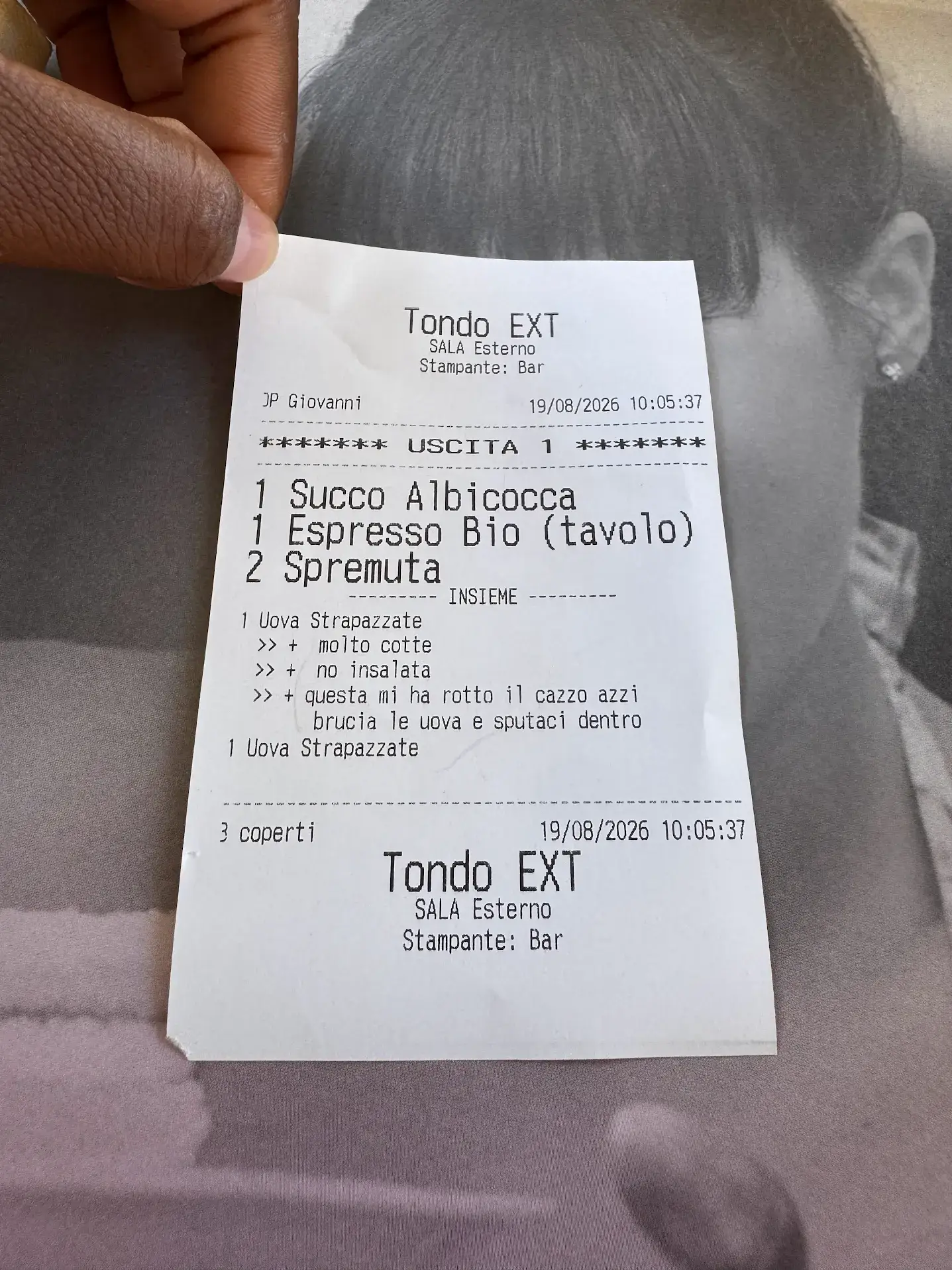 A picture of the receipt that was put on the Google review (Google)