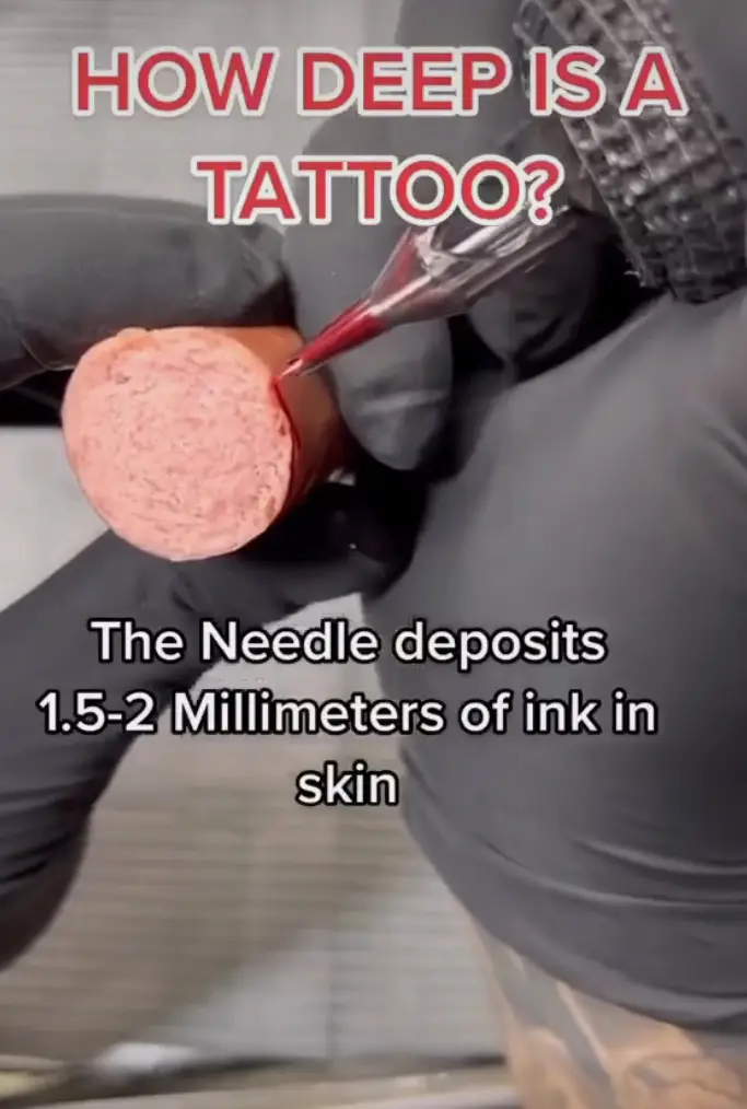 A tattoo artist showed how deep the ink goes into the skin. (Facebook)