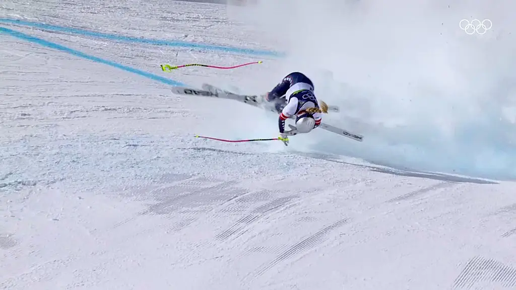 Vonn had careered out of control, hitting a slalom gate just 13 seconds in (IOC via Getty Images)