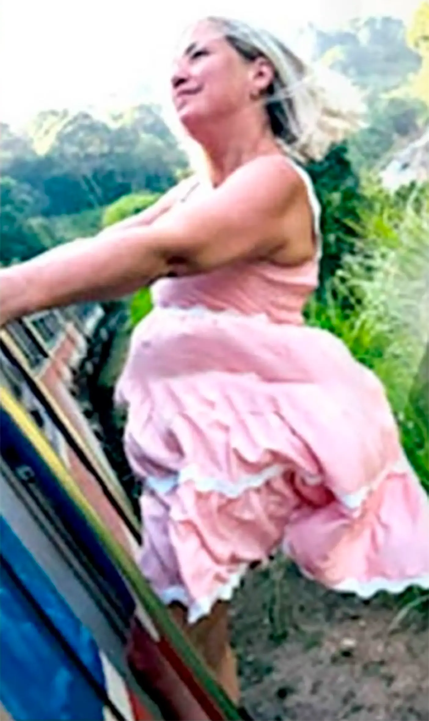 Perminova moments before she hit a rock, fell from the train and suffered severe head injuries (East2West)